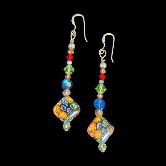 Handmade Vintage & Crystal  Bead Earrings design with Multi Colored Accent