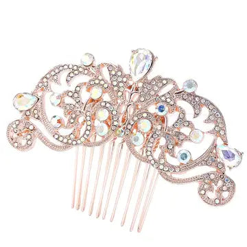 Floral Rhinestone Hair Deco Comb S4