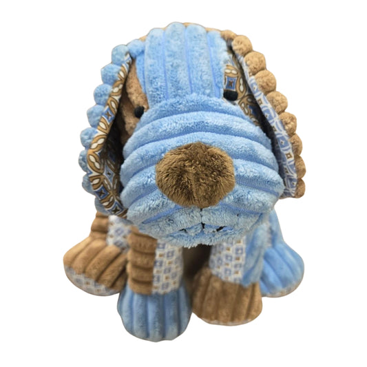 Stuffed Animal Plushie Blue & Brown Corduroy Puppy